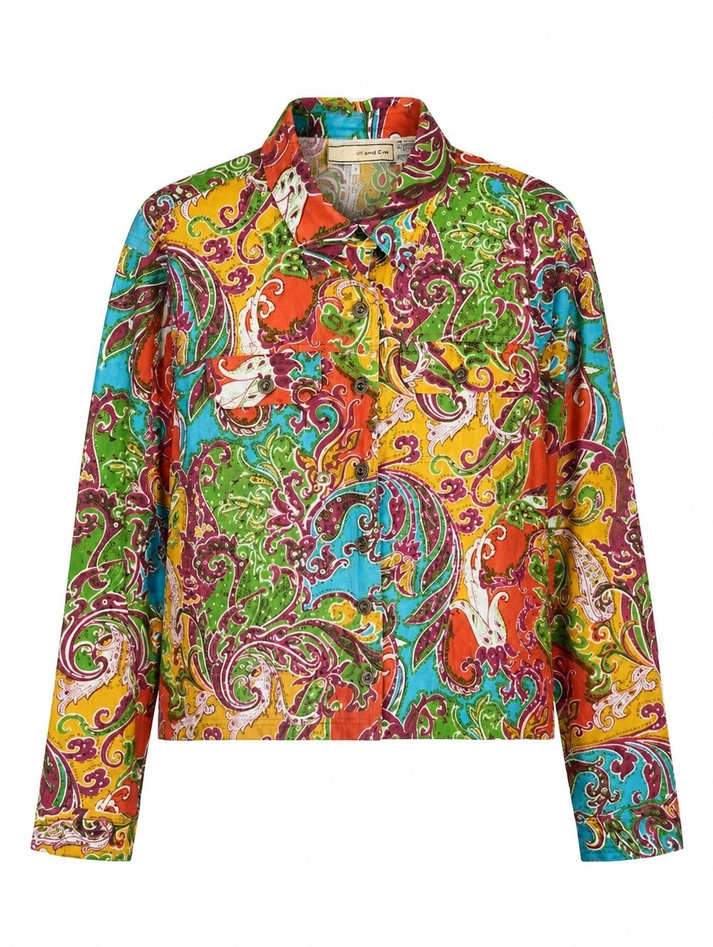 Carrie Allen Womens Vibrant Multicolor Paisley Cotton Beaded Jacket Size XL Art